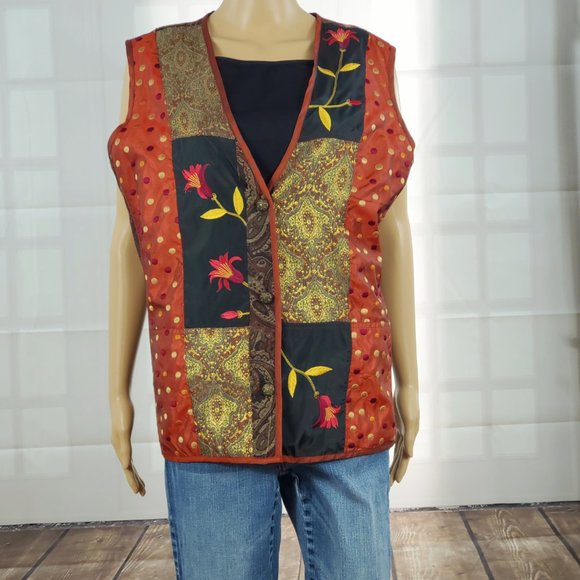 Coldwater Creek unique Polka dots and paisley vest. (1X) #208 - Picture 4 of 7